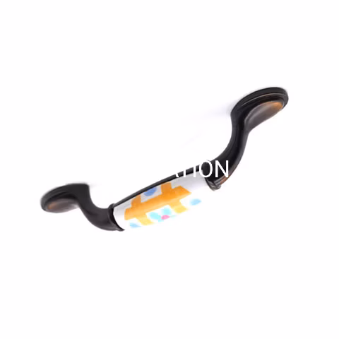 Fashion Zinc Alloy with Ceramics 76mm Cabinet Handle Drawer Handle Furniture Accessories