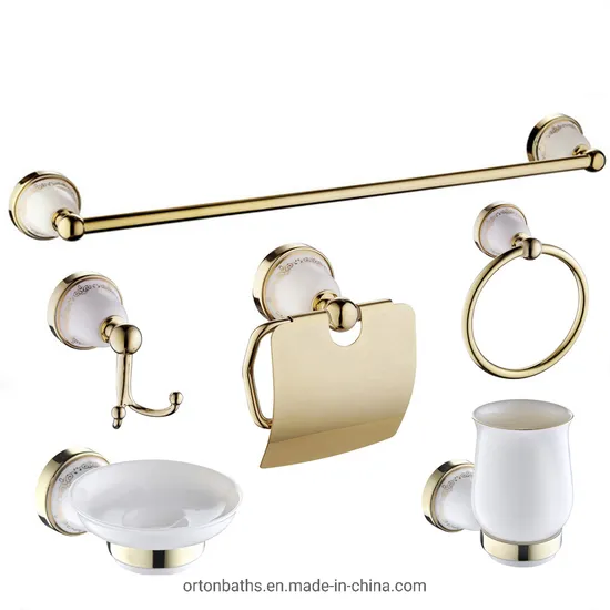 Gold White Plated Decorative Patterns Ceramic Zinc Alloy Metal India Pakistan Dubai Bathroom Fittings Accessories 