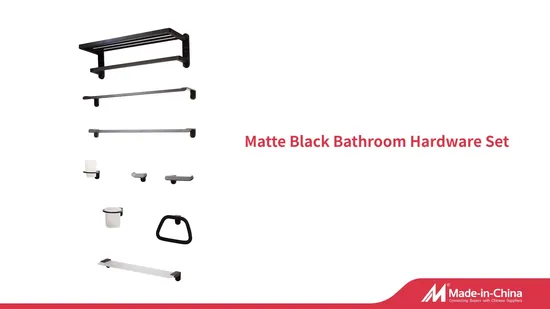 10 Piece Simple Design Zinc Alloy Wall Mount Black Bathroom Hardware Accessories 