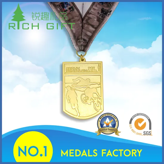 Factory Direct Cheap High Quality Gold Medal with Ribbon 